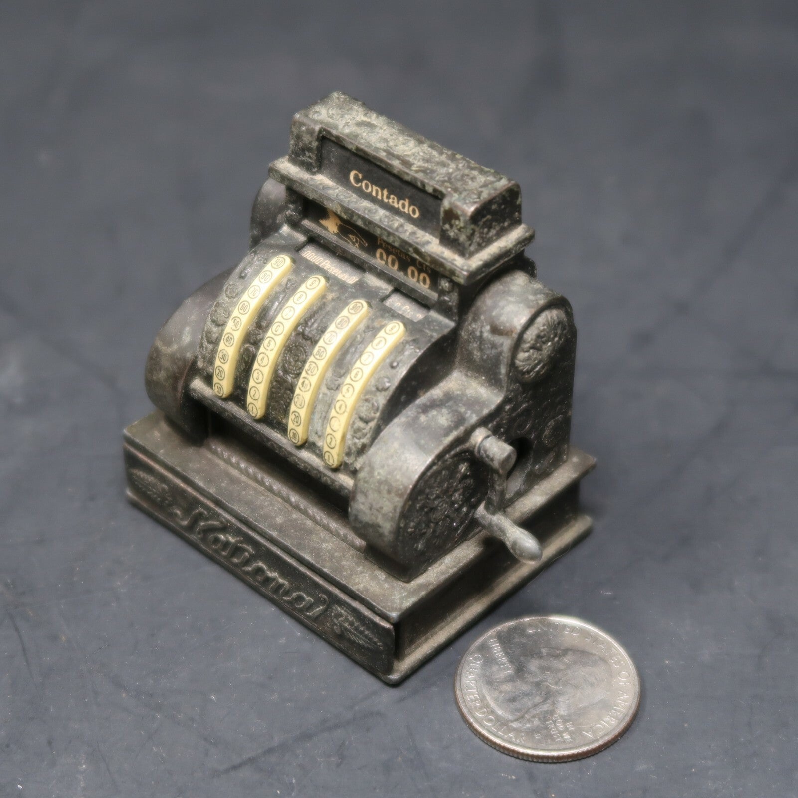 Vintage Play Me National Contado Cash Register Pencil Sharpener Made In Spain