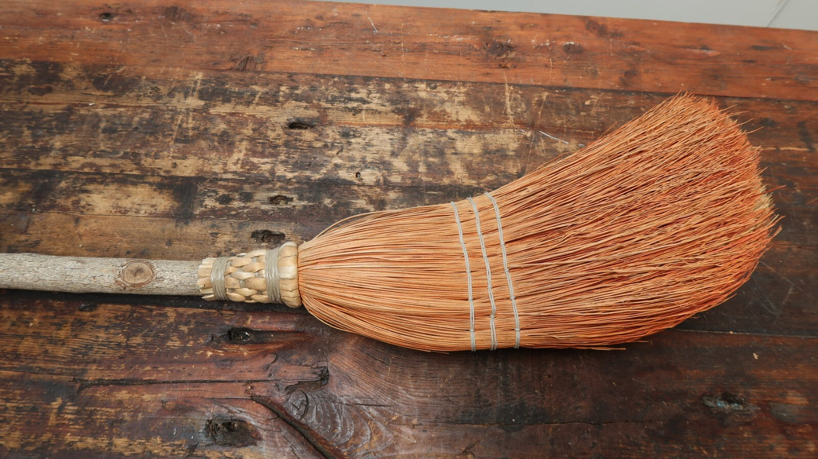 Set of 2 Besom Broom &  Four Prong Pitchfork Vintage Gardening Tools