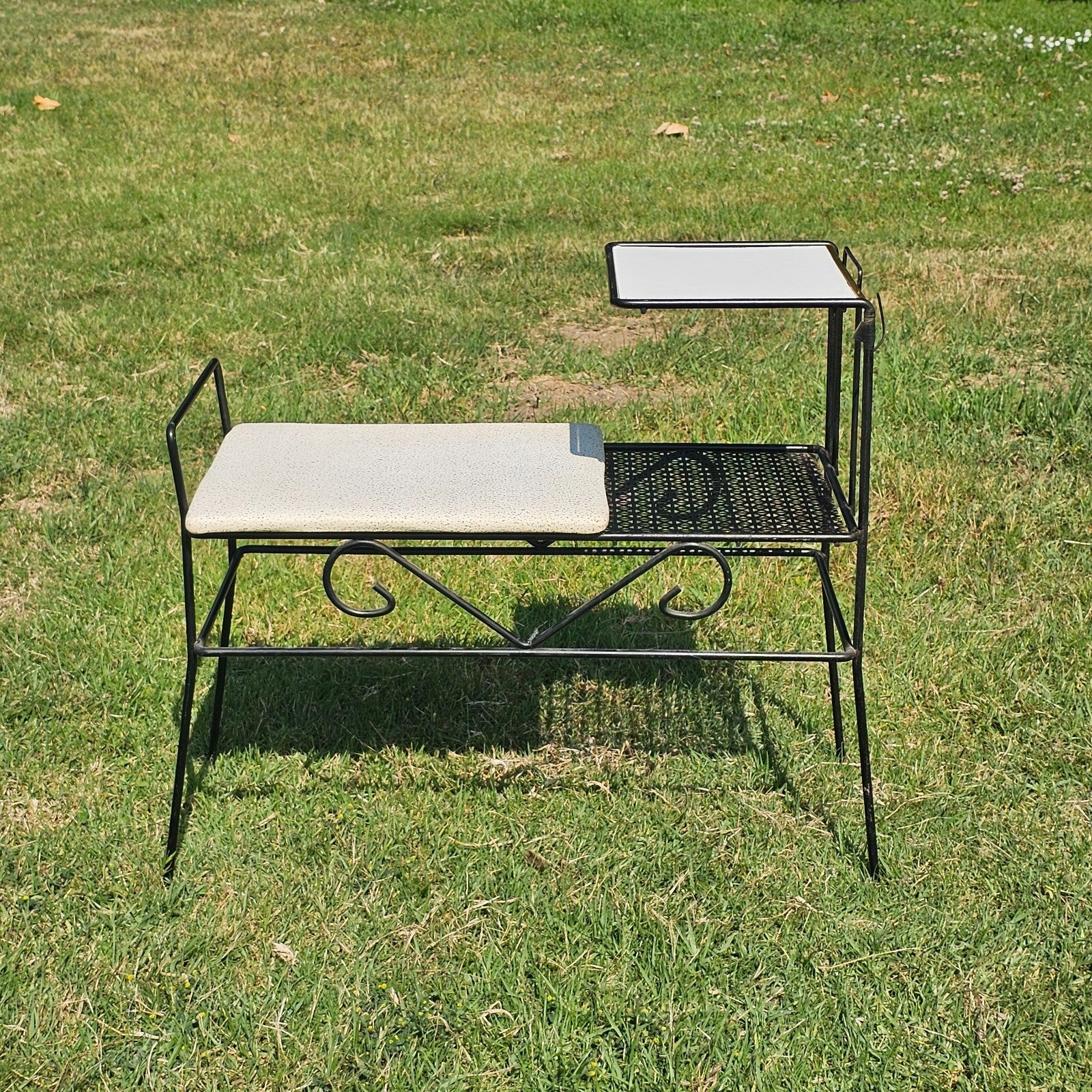 Vintage Mid Century Retro Telephone Table Gossip Bench Atomic Space Age