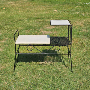 Vintage Mid Century Retro Telephone Table Gossip Bench Atomic Space Age