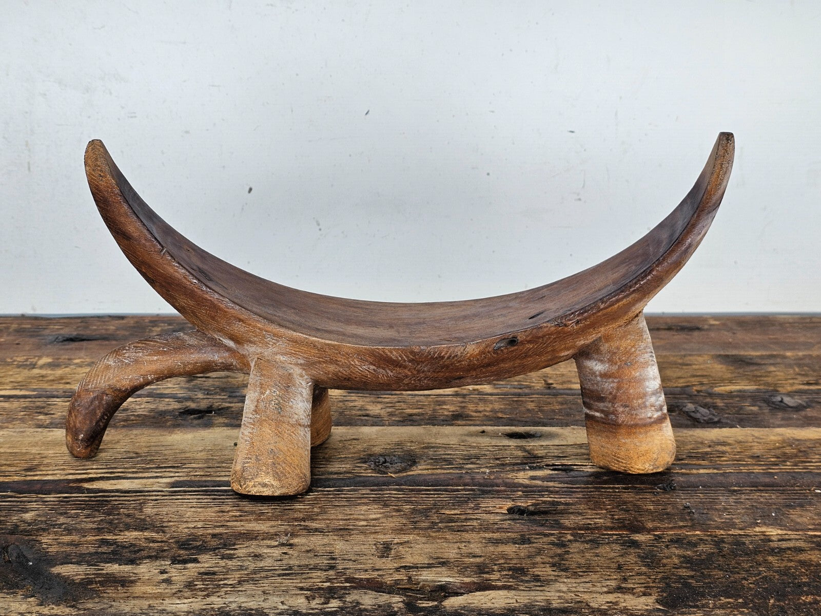 South Sudanese Dinka Tribal Hand-Carved Wooden Neck Rest Headrest 14.5"L