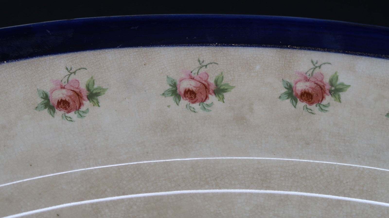 Antique Bristol Semi Porcelain England Serving Platter P&Co Ltd Rose 18" x 14.5"