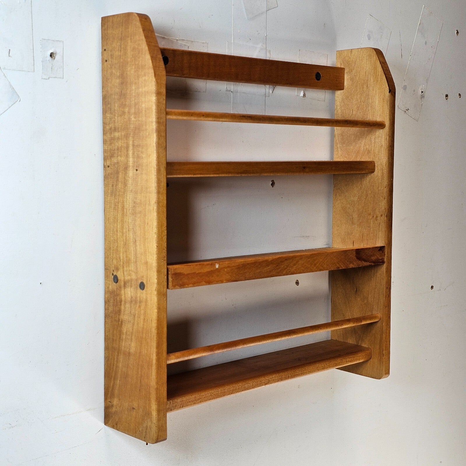 Vintage Rustic Wood Spice Cabinet Rack Wall Mounted 14"H x 12.75"W x 2.75"D