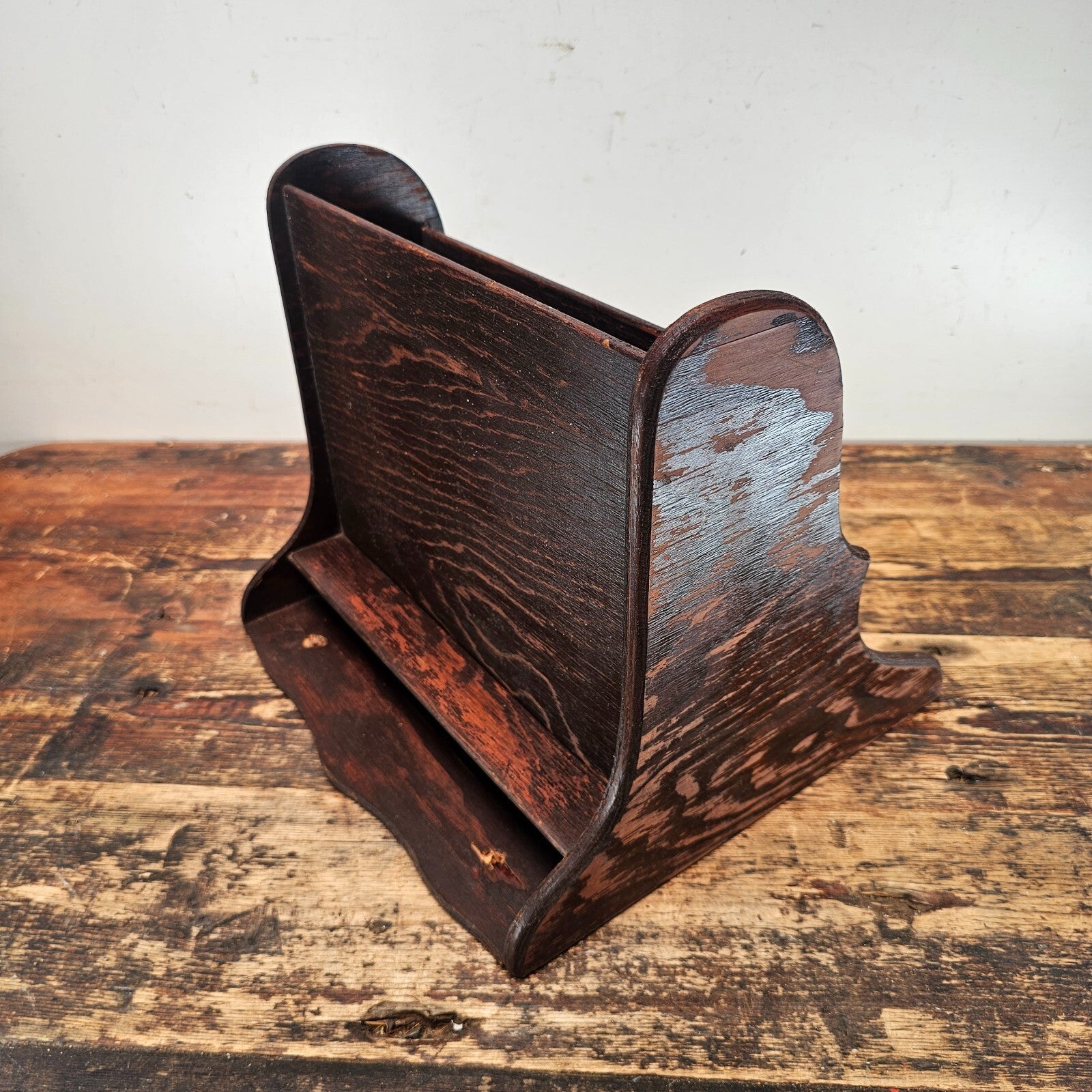 Vintage Laminated Oak Wall-Mount Writing Desk  (Circa 1930s-1940s)