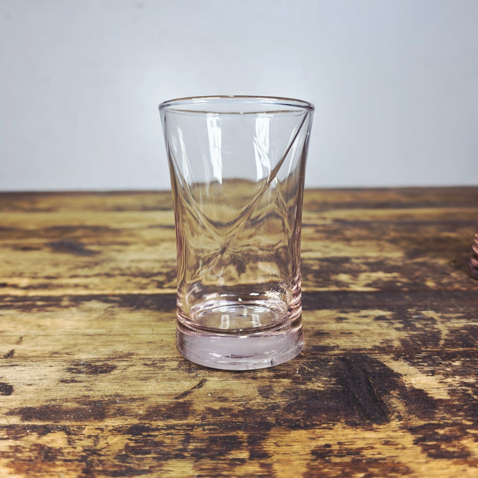 Vintage Blush Pink Swirl Glass Tumblers – Set of 3 (6 oz. each)