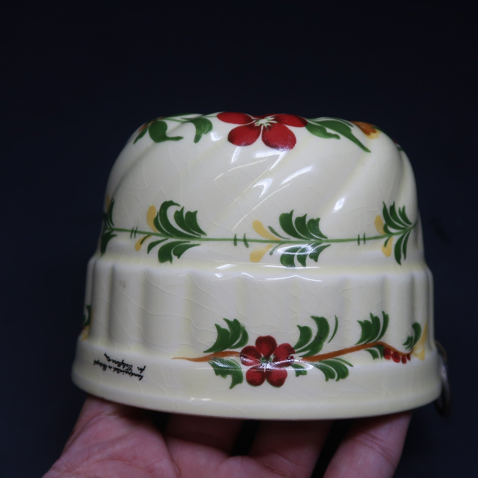 Teleflora Wall Planter Floral Handpainted in Portugal 4.5" x 4.5" x 3.25"