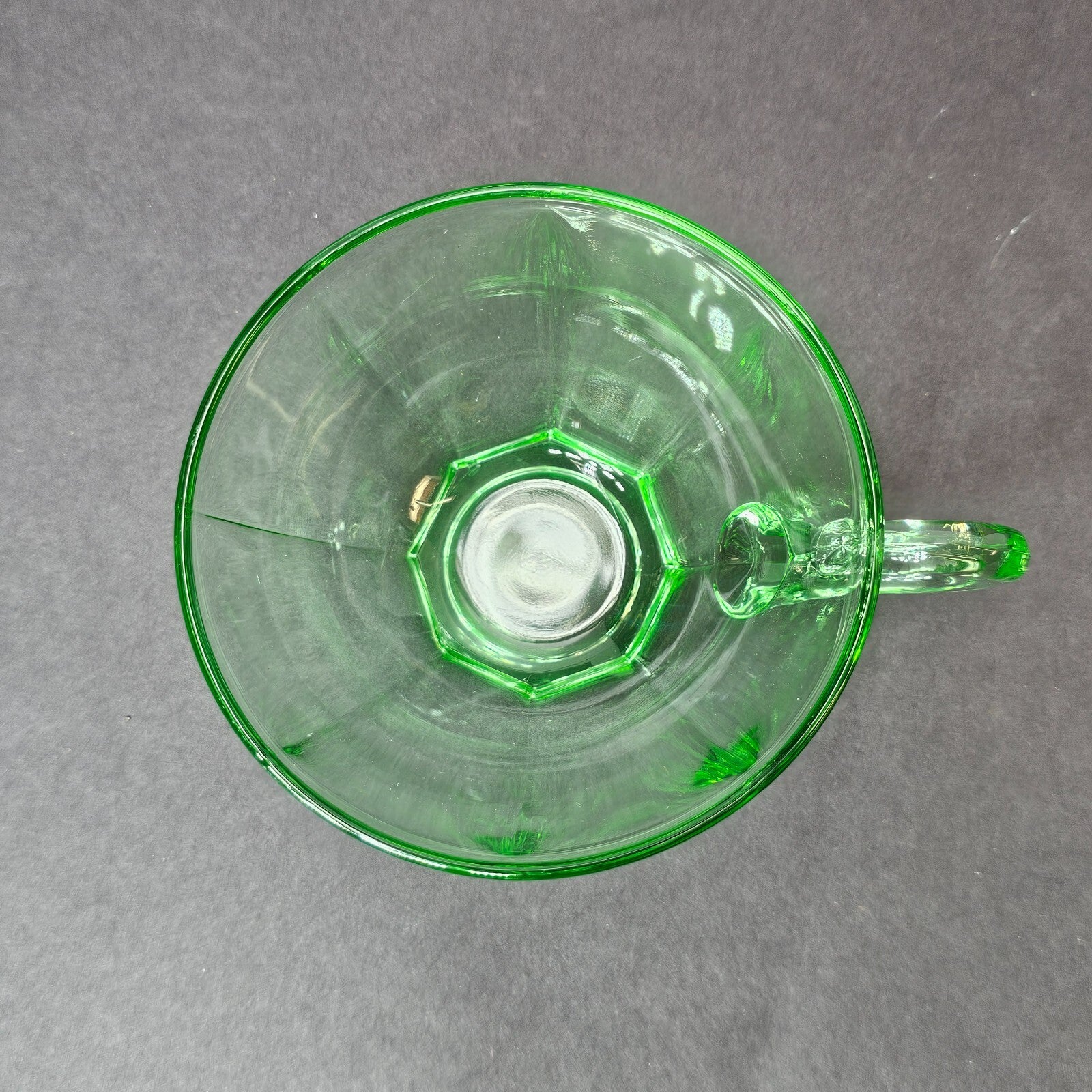 Set of 3 Heisey Ribbed Octagon Green Cup & Saucer + Dessert Plate Set (A)