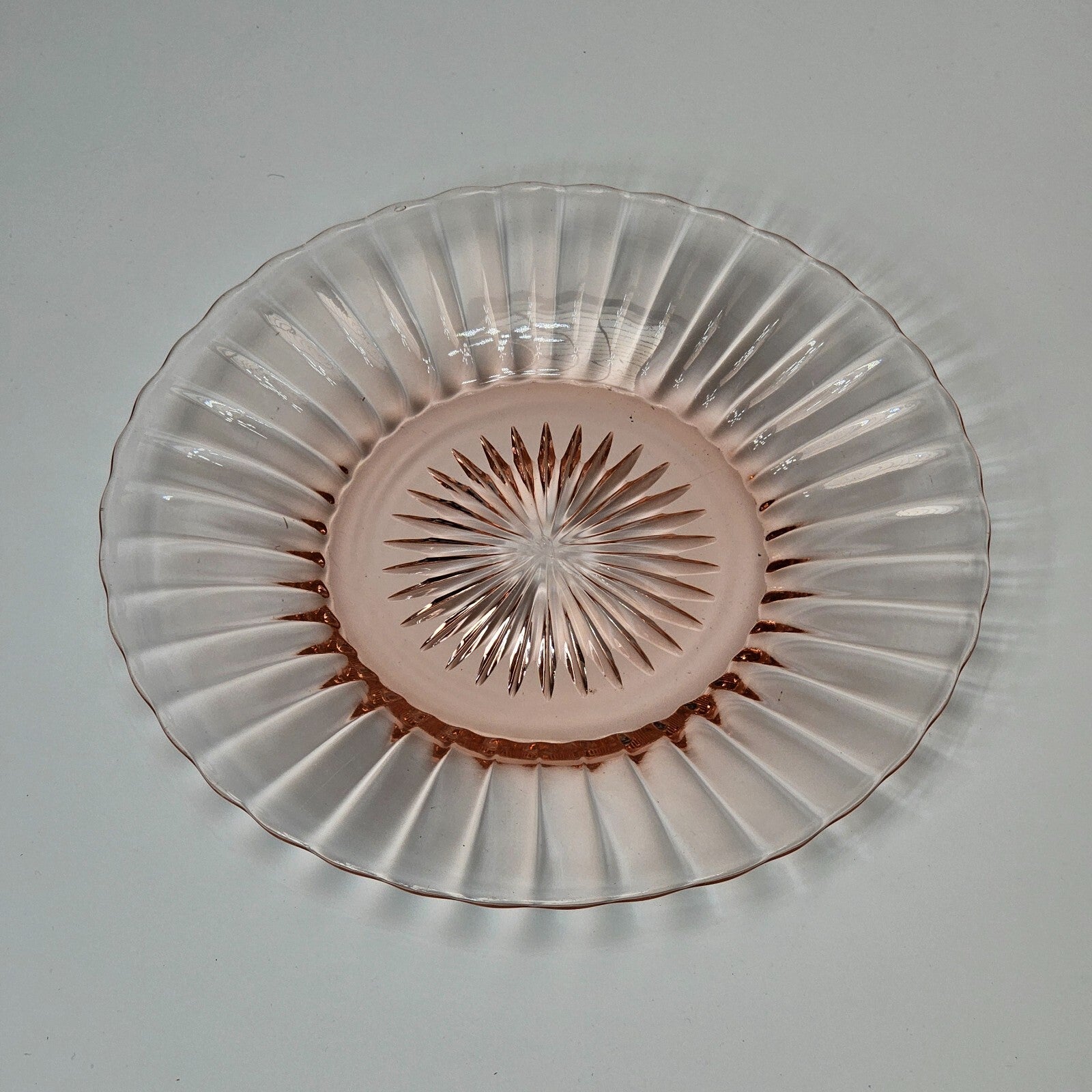 Heisey 7 1/2" Salad Plate Ridge and Star Pink Flamingo