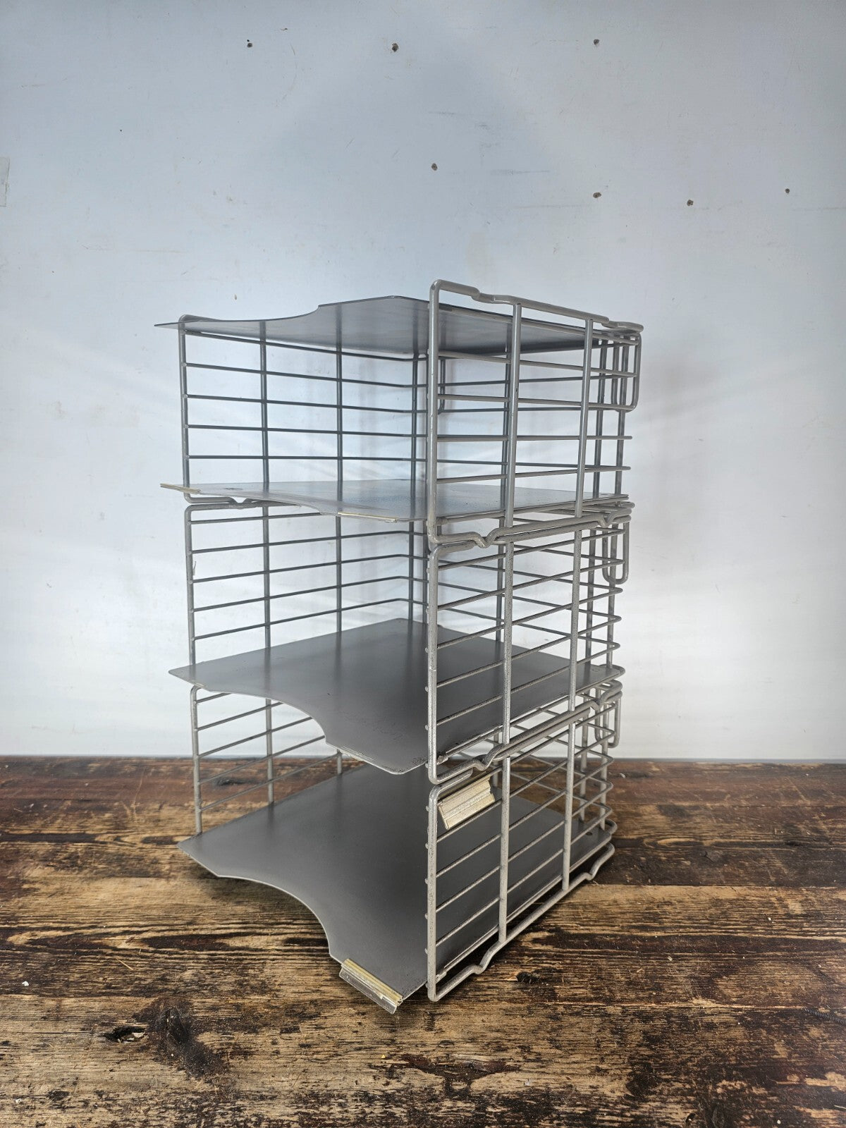 Vintage Steel Wire Stackable / Wall Mountable Storage Basket Organizer Set