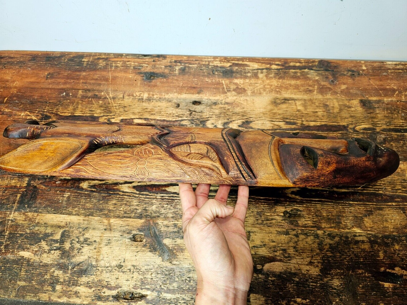 Haitian Wooden Carving Bird Totem Mask 26"H