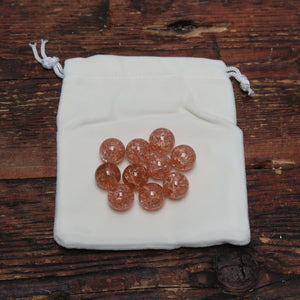 Lot of 10 Vintage Fried Cracked Glass Marbles " Rose " 13.5mm ~ 14.5mm w Pouch