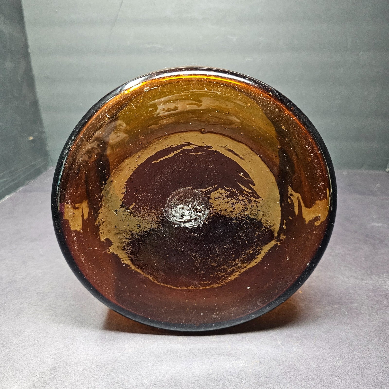 Amber Glass Cylinder Storage Container Flower Vase With Metal Stand