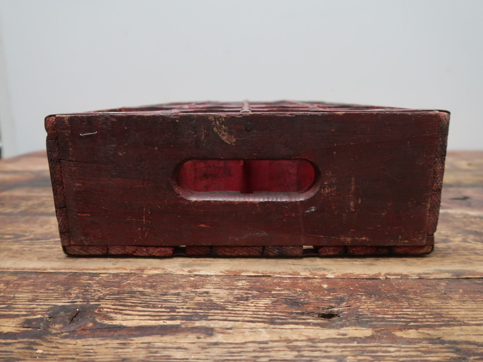 Vintage Pepsi Soda Bottle Wood Crate Box Painted In Wine Red