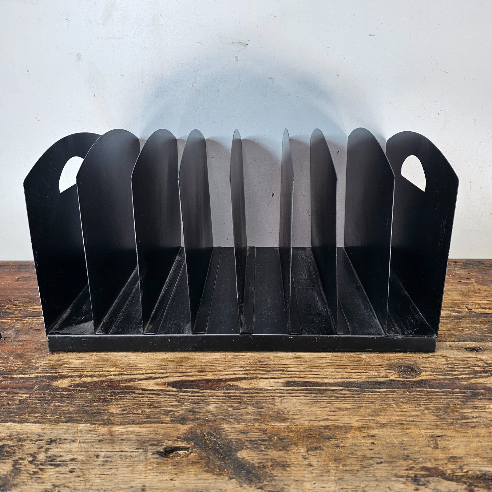 Vintage  8 Compartment Desktop File Organizer With Handles