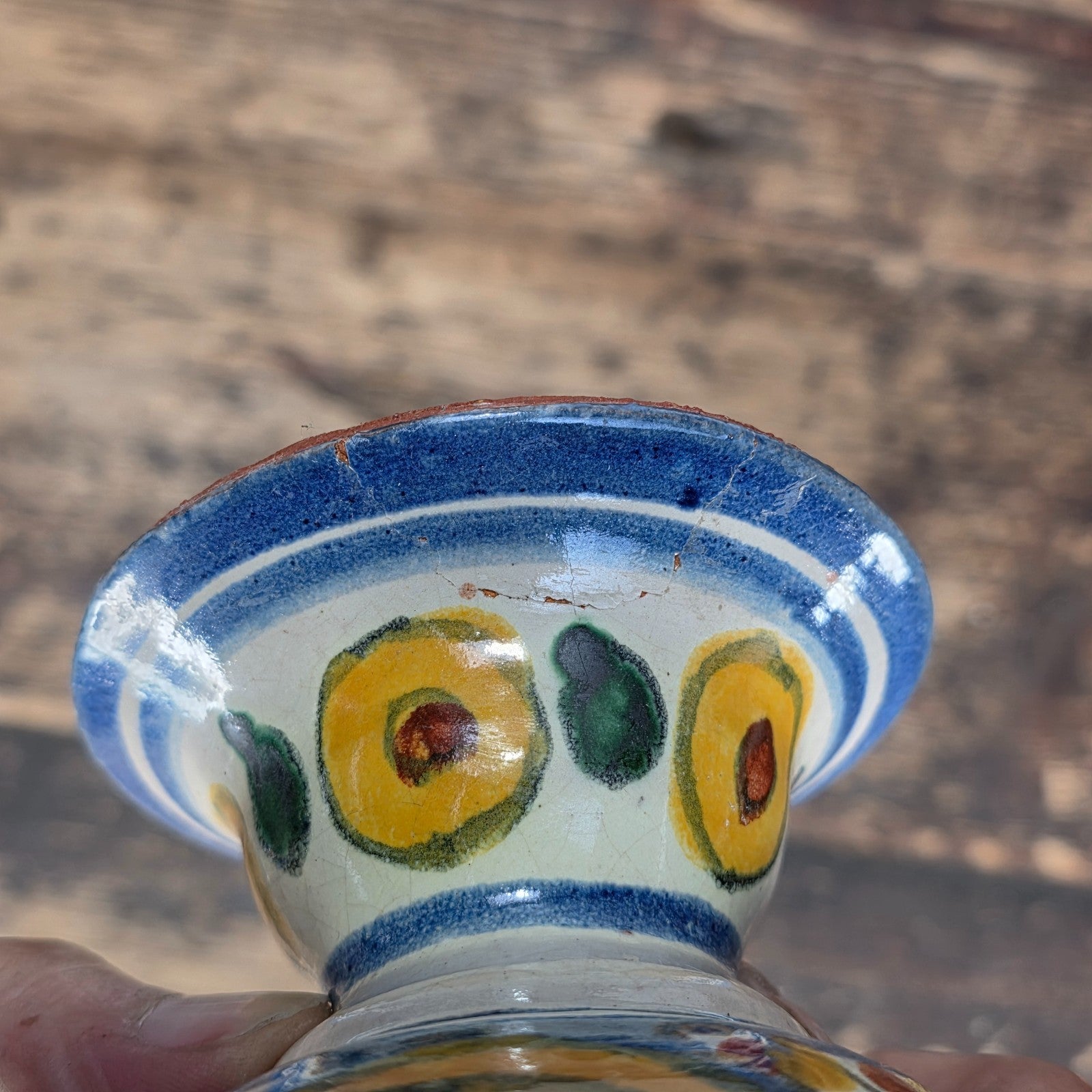 Vintage Mexican Talavera Hand-Painted Chalice Vase / Goblet Form Pottery