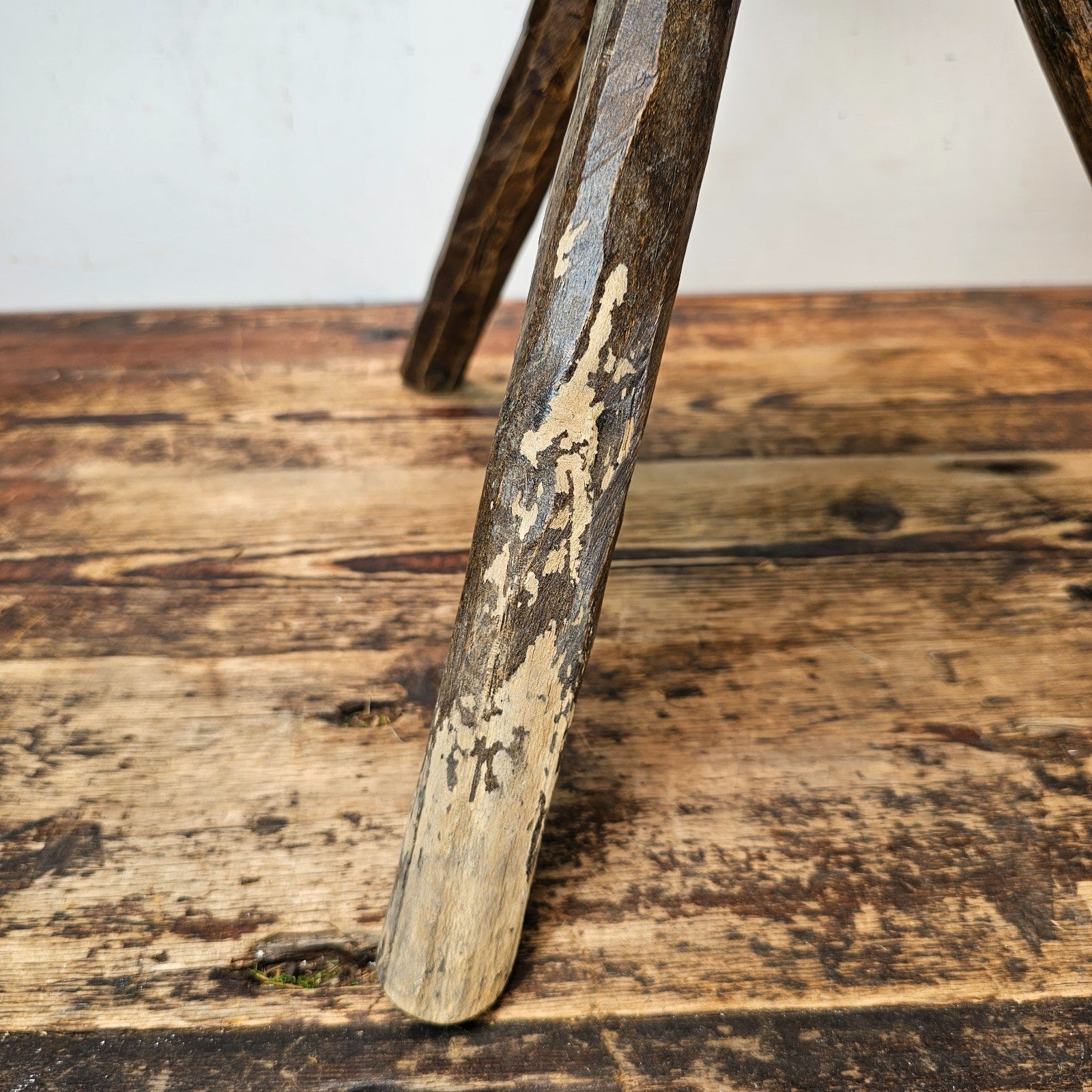 Authentic 18th-19th Century European Primitive Milking Stool / Wabi Sabi 12.75"H