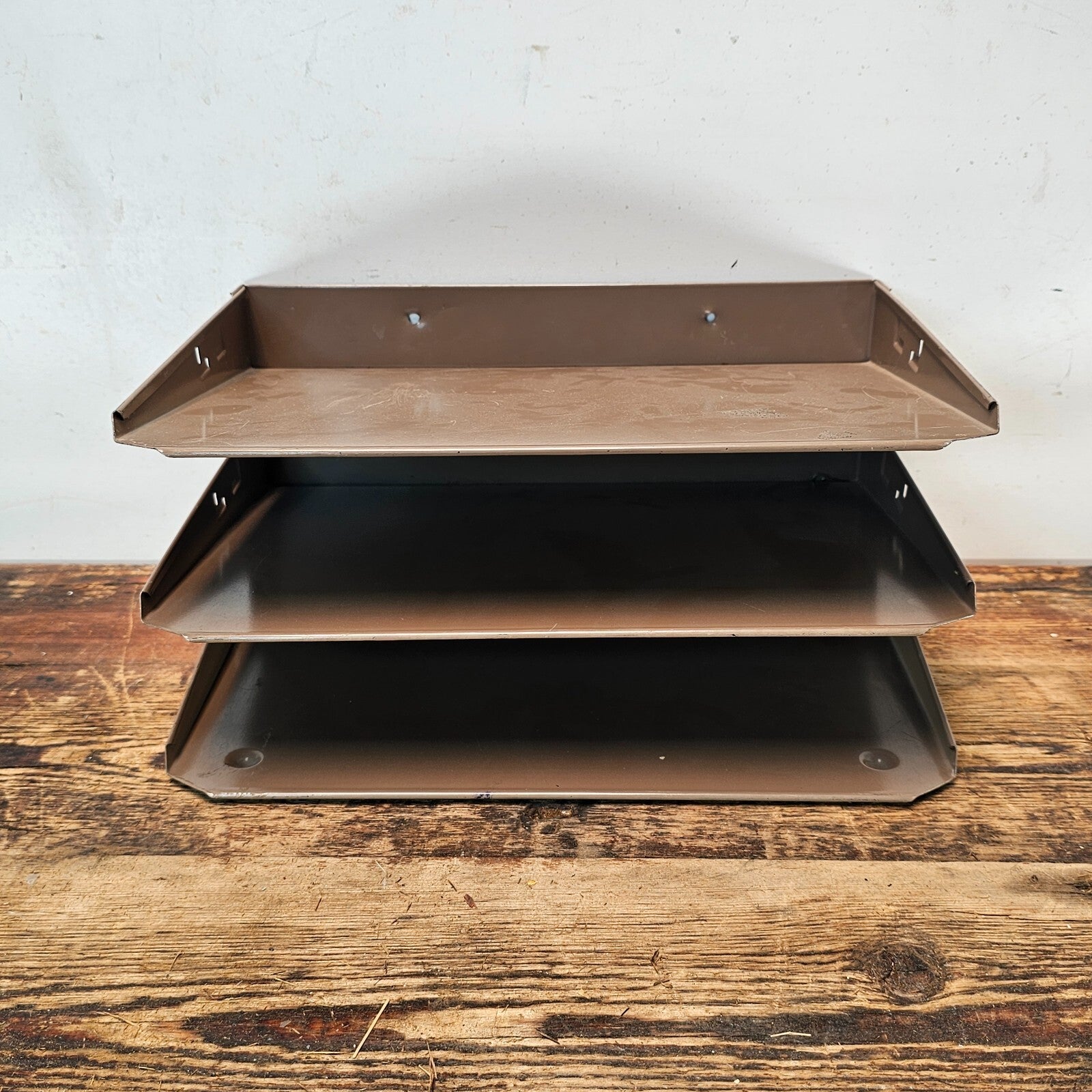 Vintage 3-Tier Wall-Mounted / Desktop Steel File Organizer