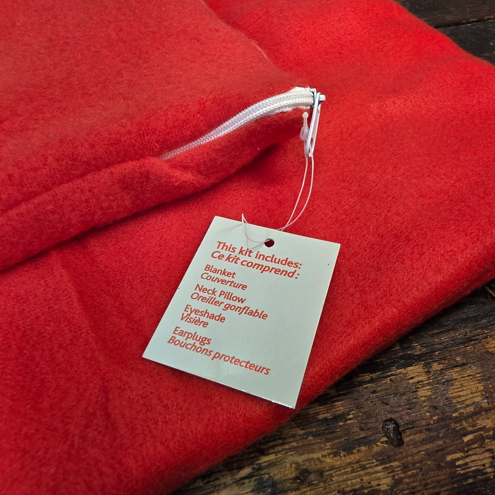 Air Canada Red Travel Comfort Kit (Partial Set) Blanket & Earplugs