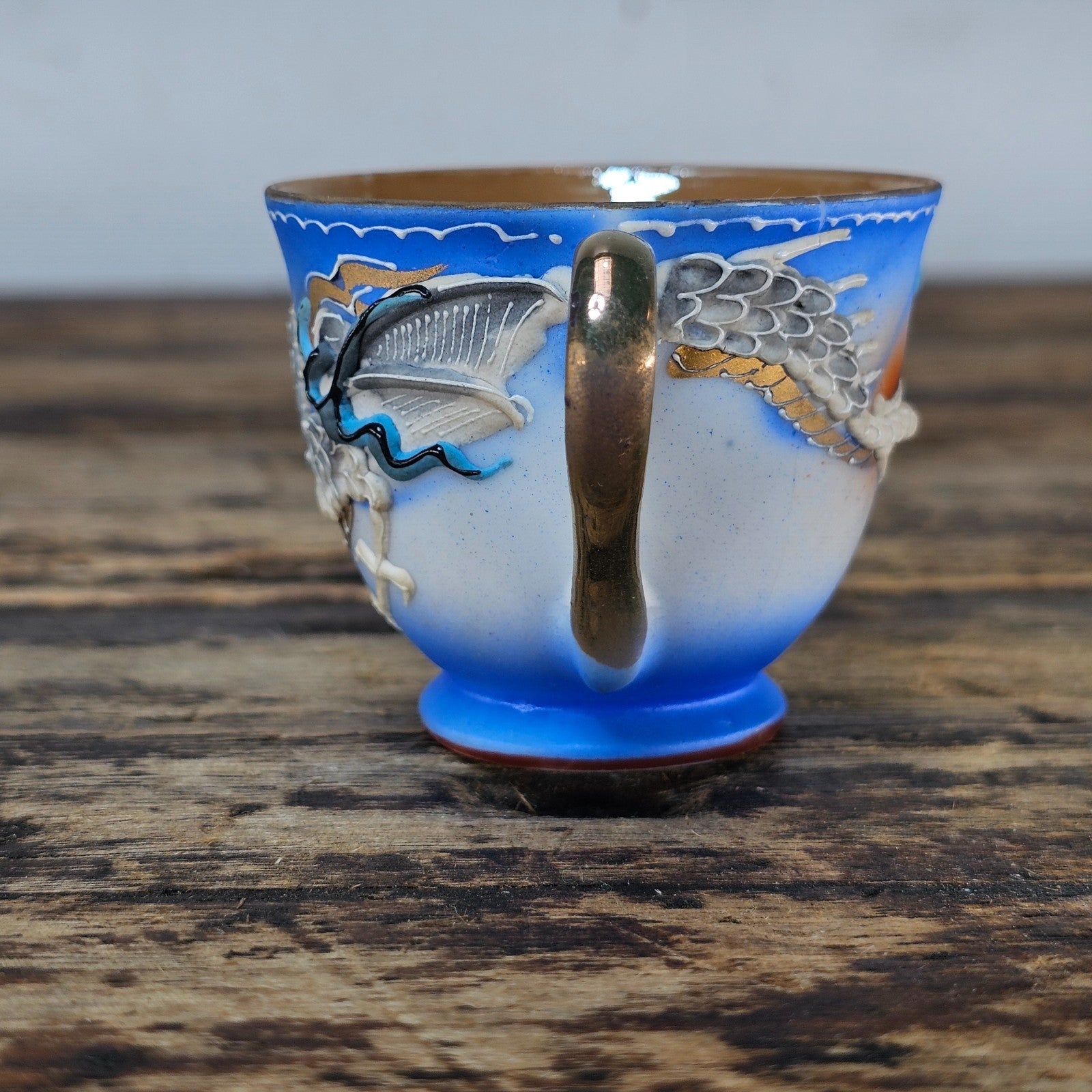 Vintage Japanese Dragonware Demitasse Cup with Flaws