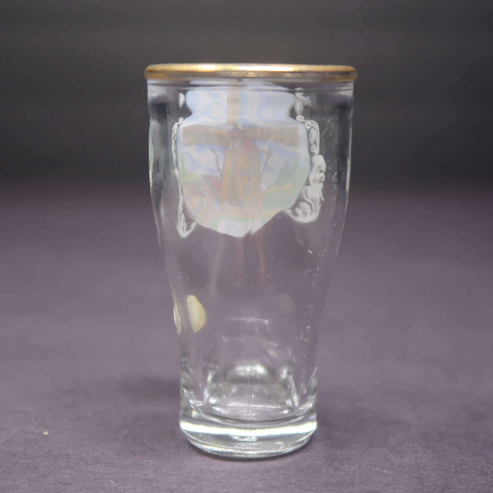Solvang Gold Rim Boot Shot Glass Made In Western Germany H 3"