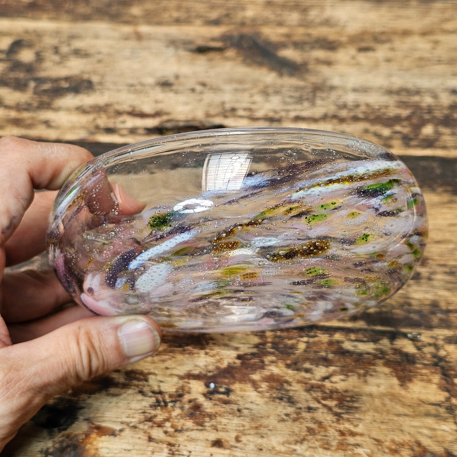Vintage 1989 Signed Norwegian Art Glass Bowl by O. J. Karlengen