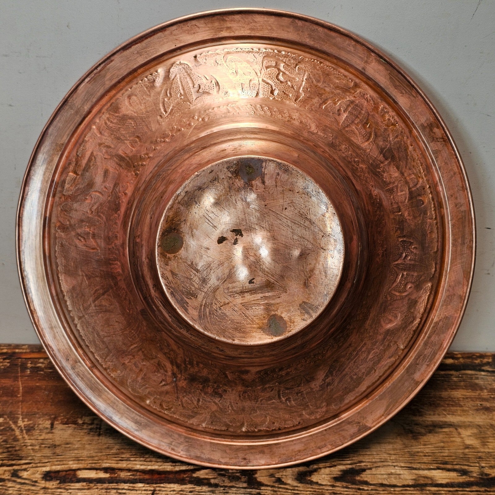 Antique Islamic Indo-Persian Copper Ablution Basin | Decorative Ritual Vessel