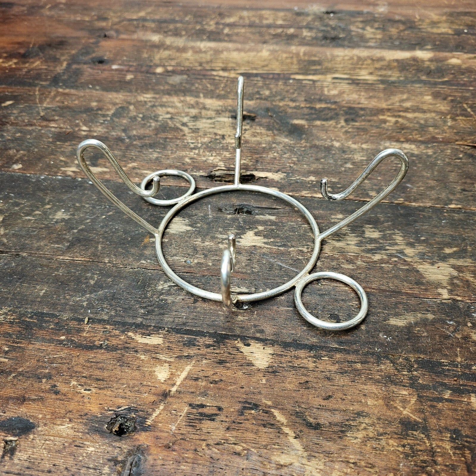 Mid Century Modern Anchor Hocking Glass Set Silver Plated Holder Stand