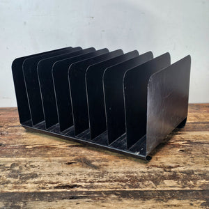 Vintage 8 Compartment Black Steel Desktop File Organizer