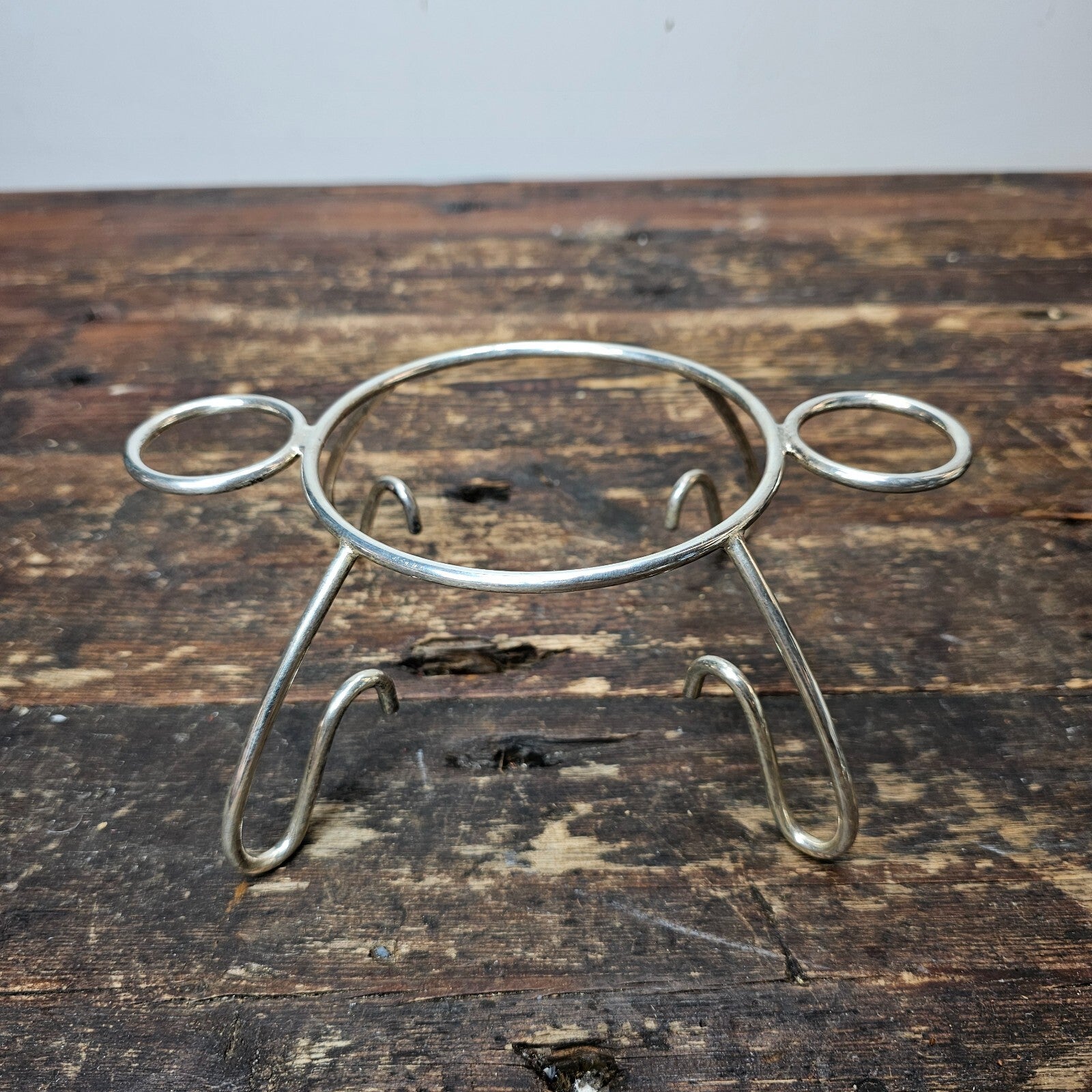 Mid Century Modern Anchor Hocking Glass Set Silver Plated Holder Stand