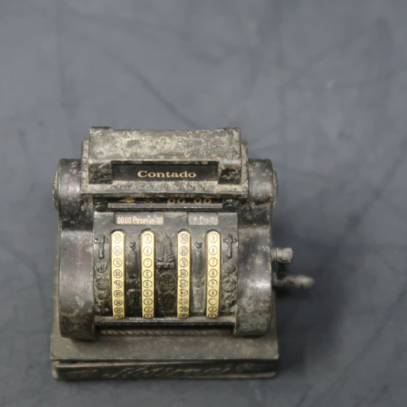 Vintage Play Me National Contado Cash Register Pencil Sharpener Made In Spain