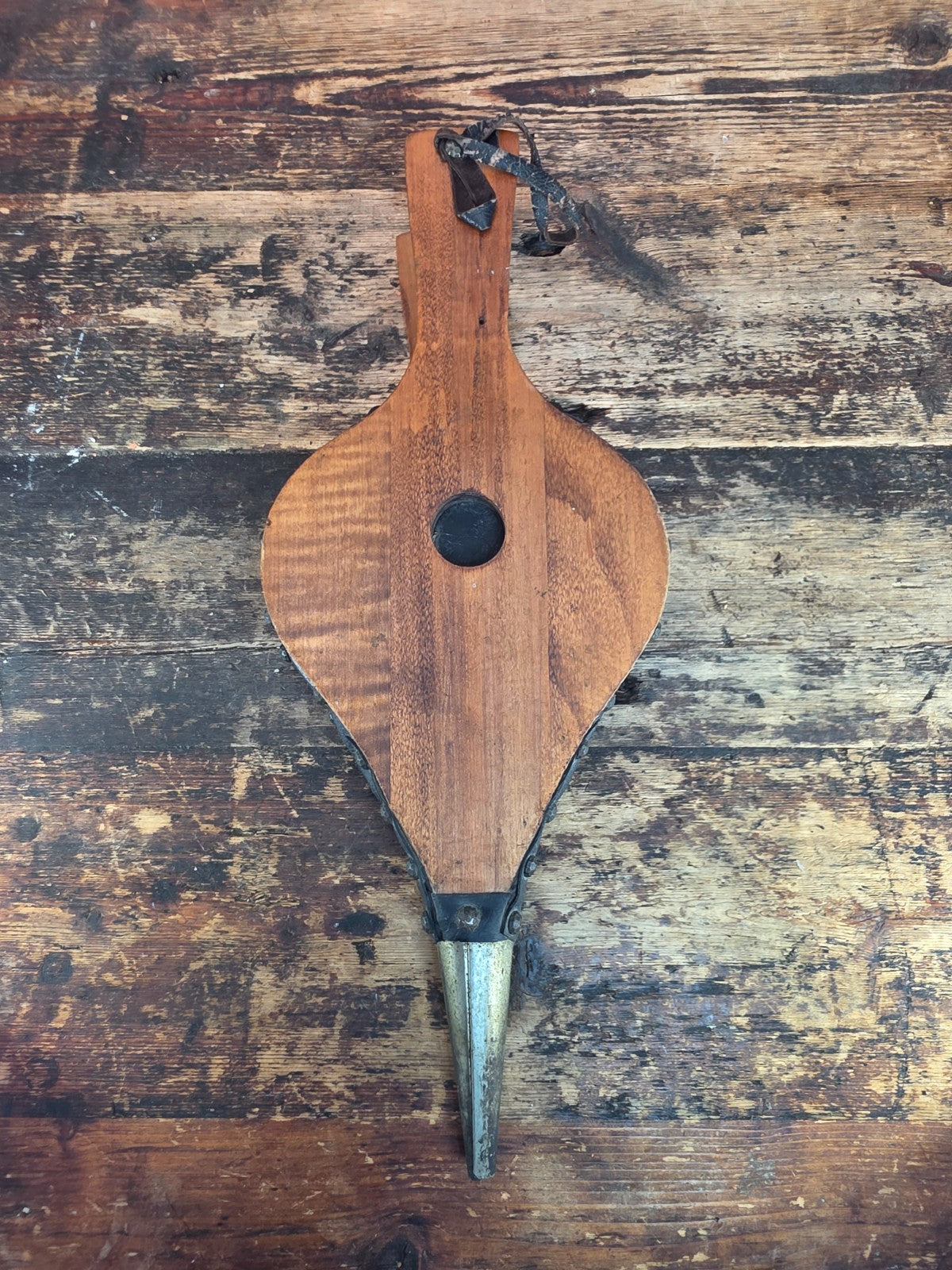 Vintage Fireplace Bellows – Wood, Leather & Brass with Eagle Motif