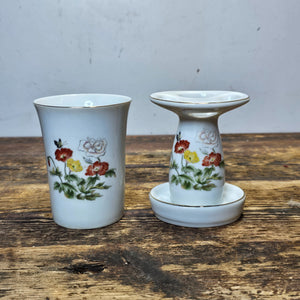 Takahashi San Francisco Ceramic Toothbrush Holder & Cup Tumbler Set 3.75"H