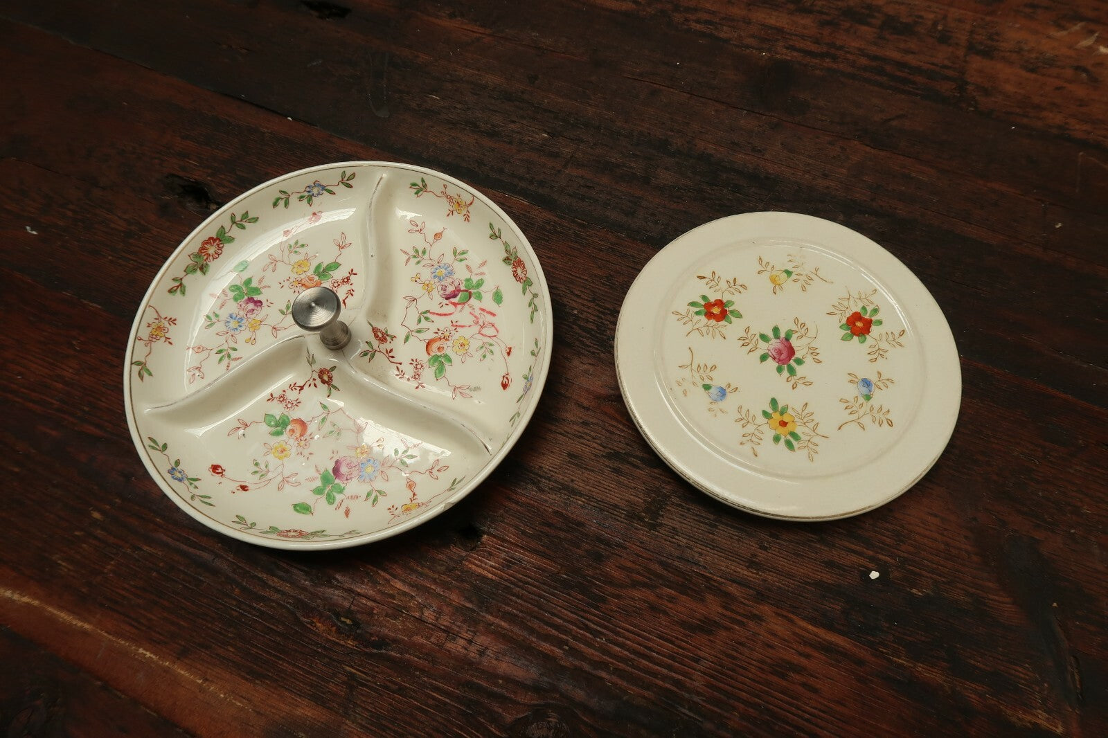 Set of 2 Hand Painted Floral Porcelain Plates Made in Japan