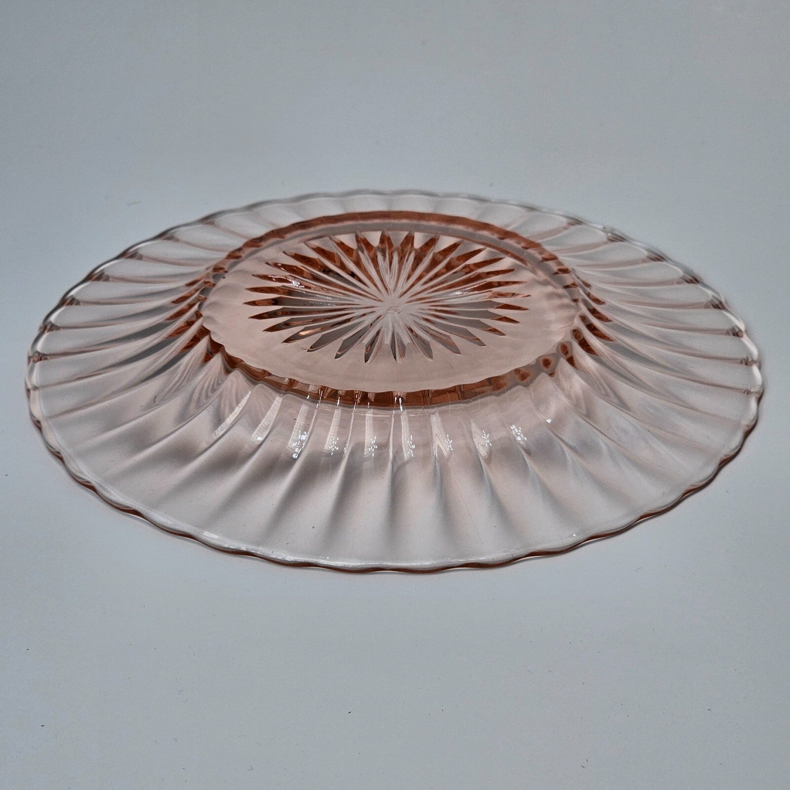 Heisey 7 1/2" Salad Plate Ridge and Star Pink Flamingo