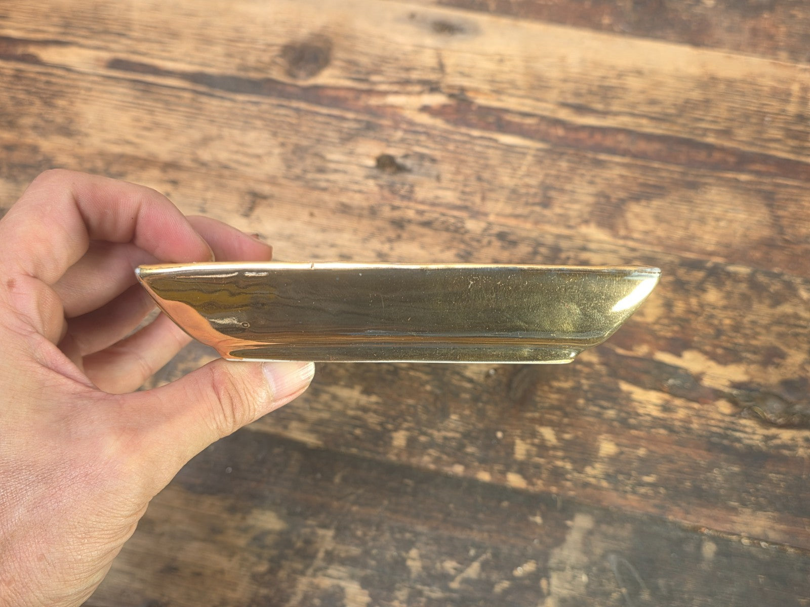 Tozai Home Gold Ceramic Rectangular Trays 9.75" Metallic Finish Plates Set of 3