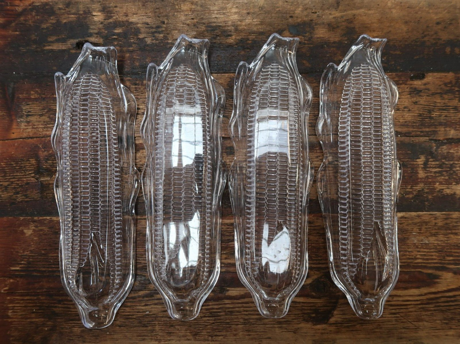 Set of 4 Corn on the Cob Clear Acrylic  Corn Cob Shaped Dishes