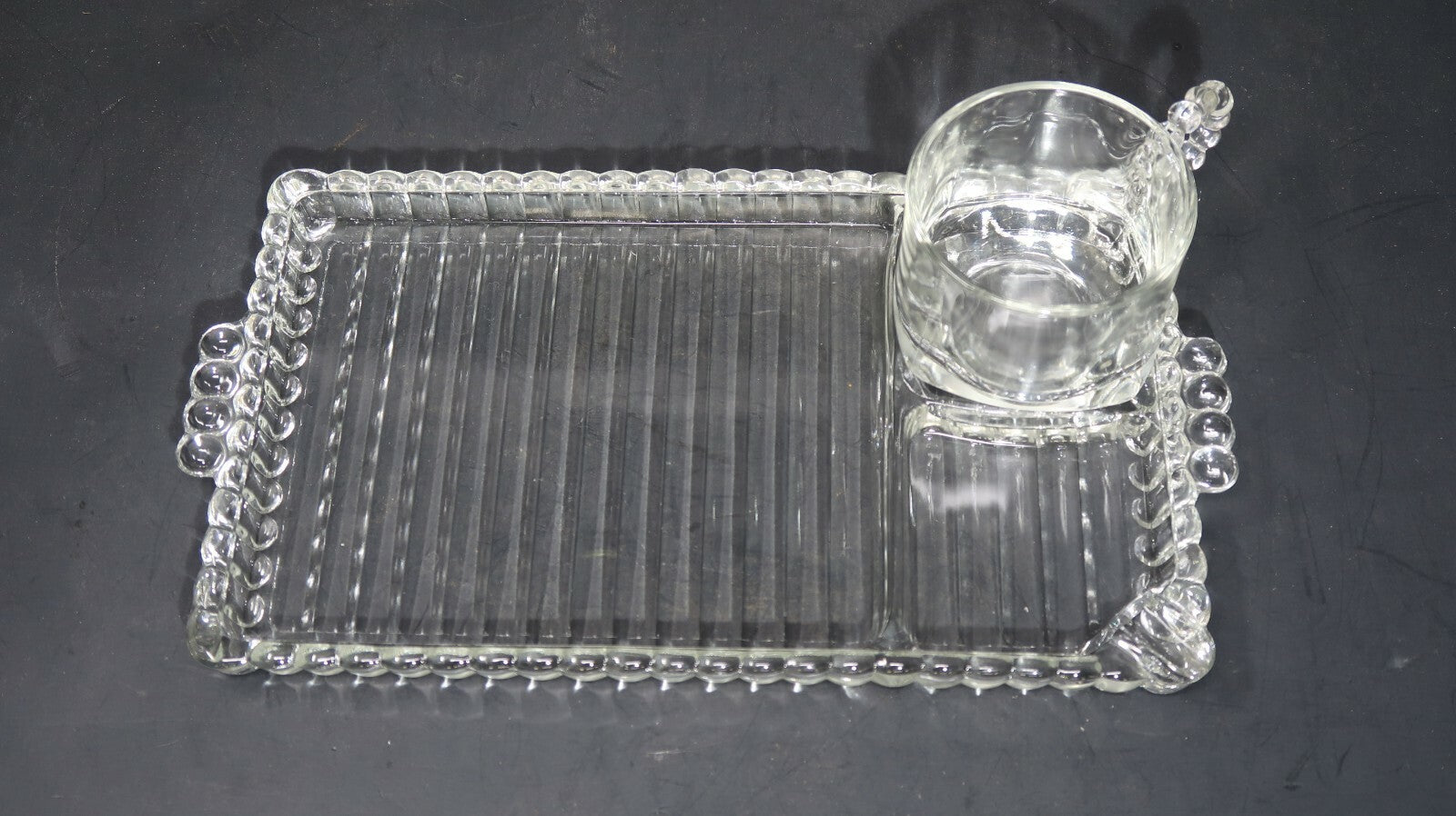 Vintage Hazel Atlas Orchard Crystal Snack Set (Cup & Plate)
