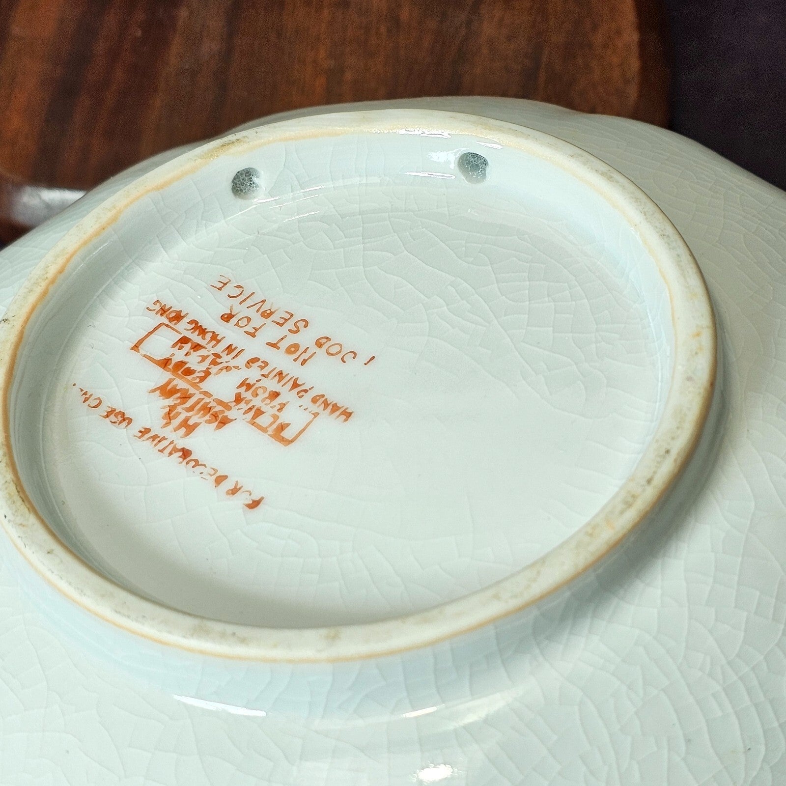 Vintage Hong Kong Hand-Painted Floral Octagonal Ashtray 6.25" x 6.25"