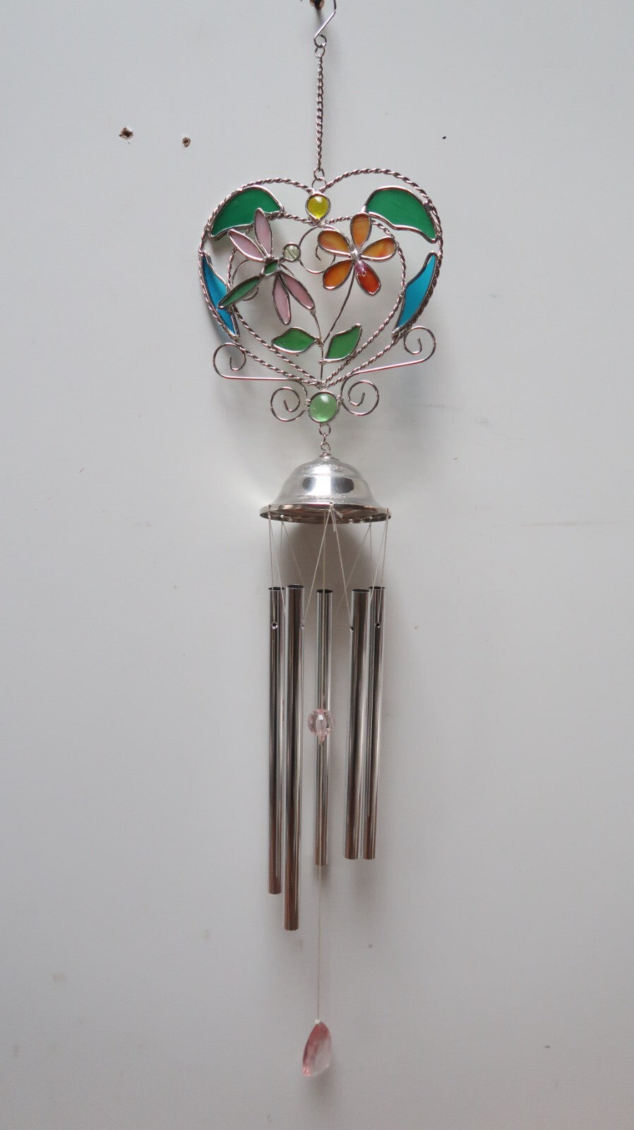 Stained Glass Metal Wind Chime L19"