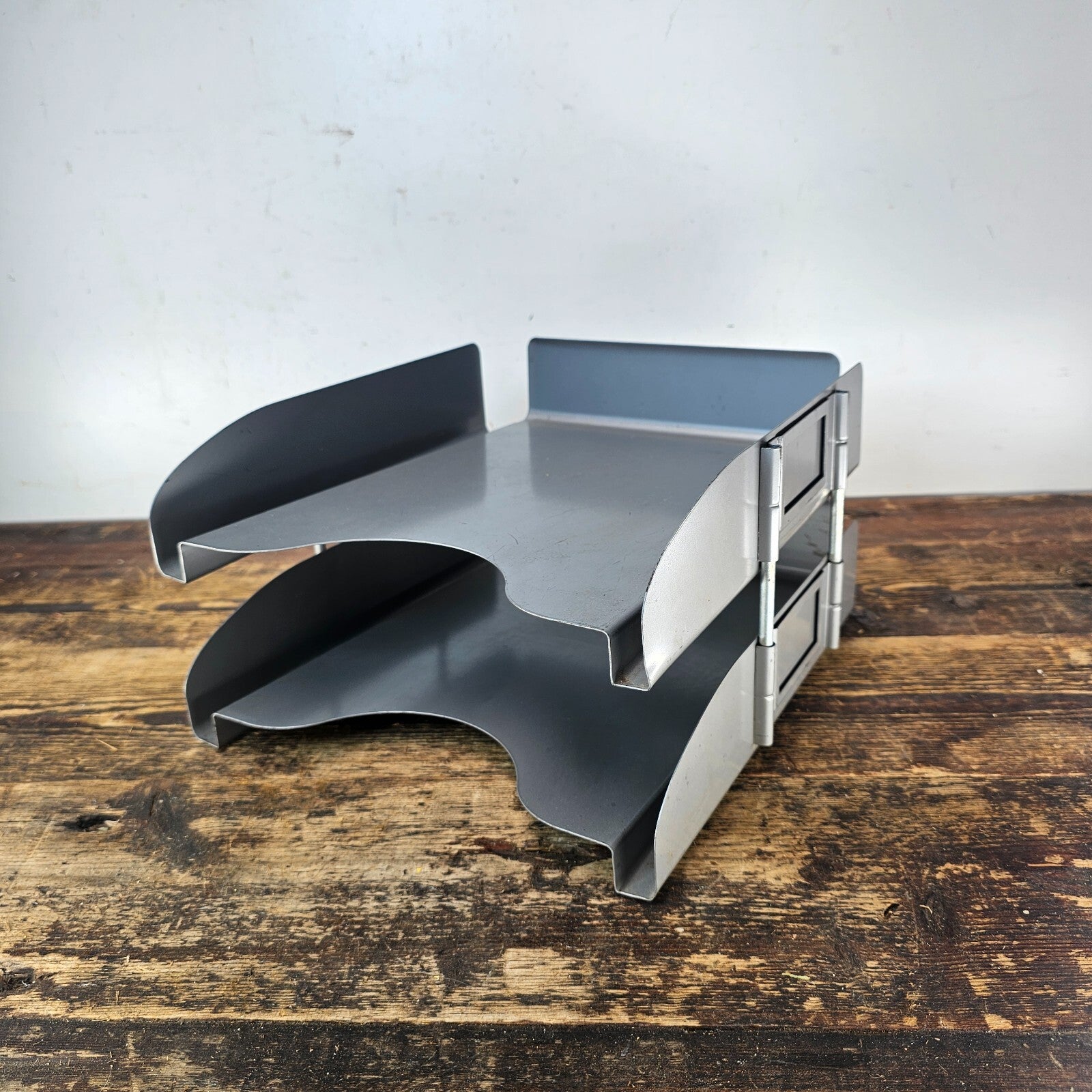 Vintage ASE Metal Double Stacked Paper Tray Desk Organizer