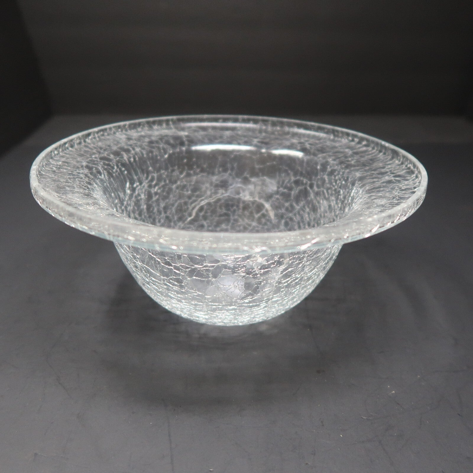 Crackle Glass Bowl on Metal Gold Autumn Leaf  Stand