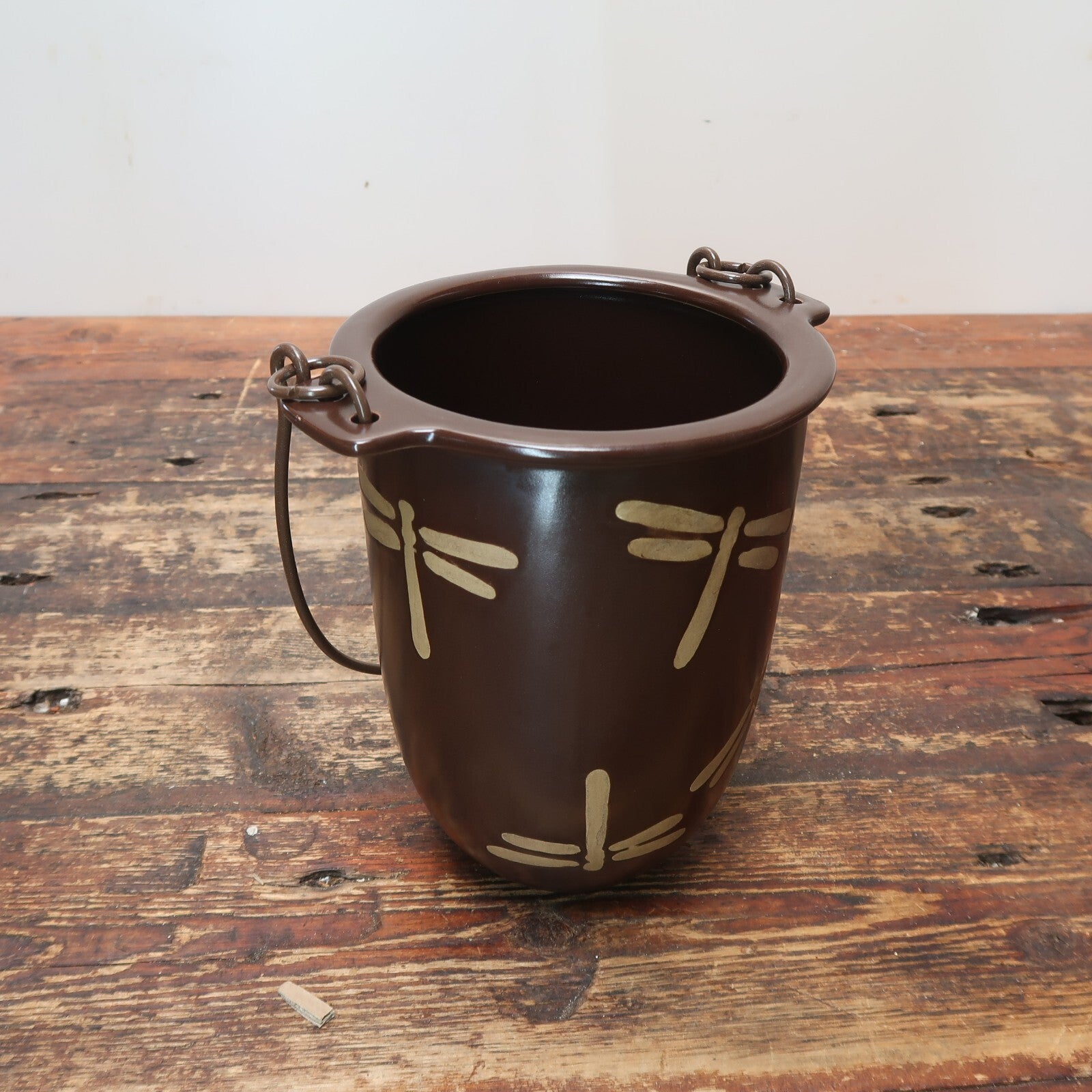 Ceramic Hanging Planter Plant Flower Pot Dragonfly Hand Made 6" x H 7.5"