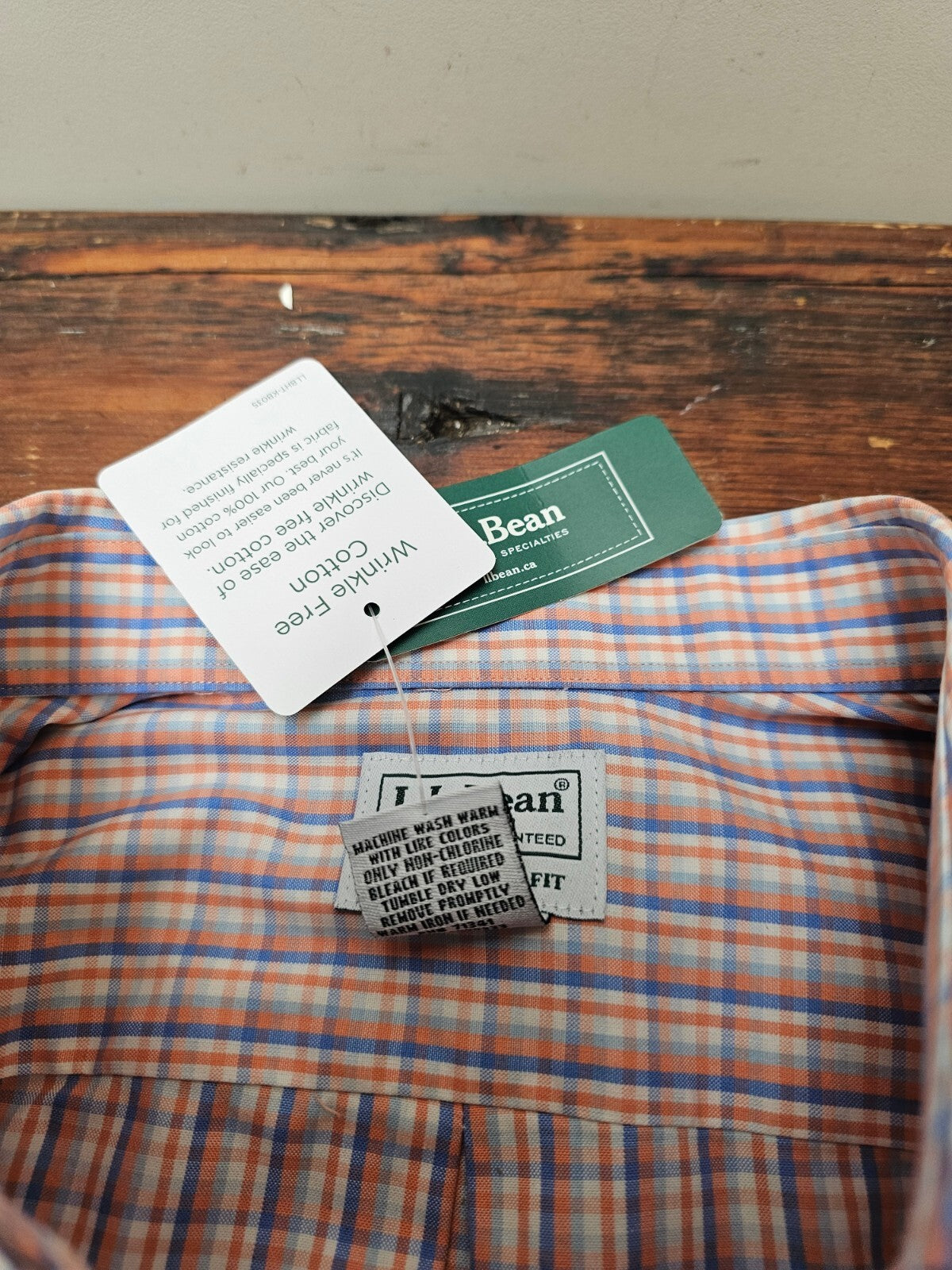 L.L. Bean Oxford Shirt Men's 15 1/2-33 Traditional Fit Plaid Long Sleeve NWT
