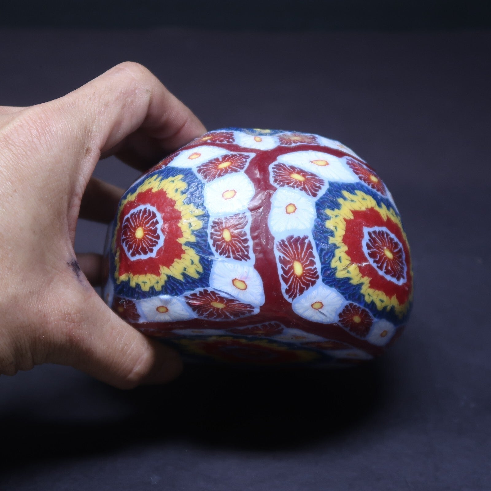 Colorful Millefiori Candle Over 1 lb. (Used)