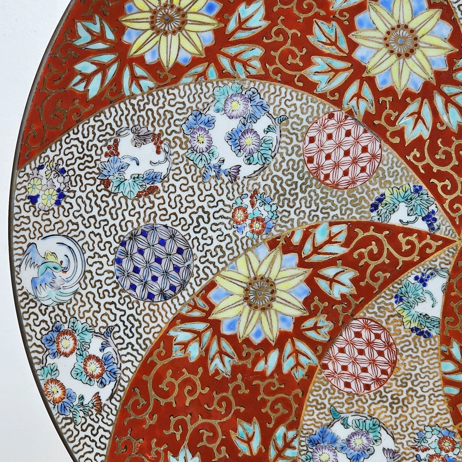 Arita Imari Plate Japanese Porcelain Fukagawa Seiji Dish 12.25"Dia x 1.75"H