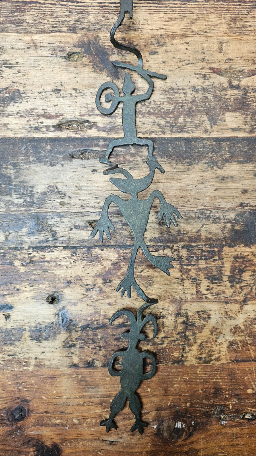 Haitian Metal Art Wall Sculpture "Chain of Spirits" Hand-Hammered 3D Art