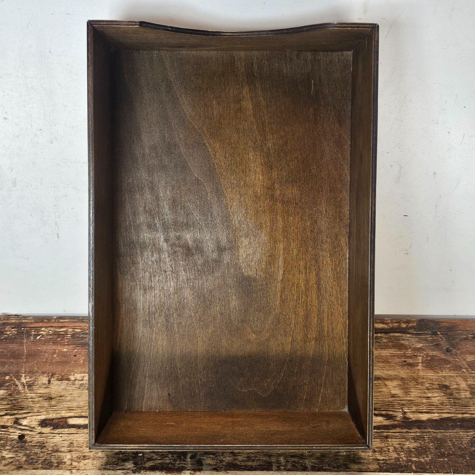 Vintage Walnut Deep Desk Tray / Document Organizer  (1950s-1960s) 4.25"H