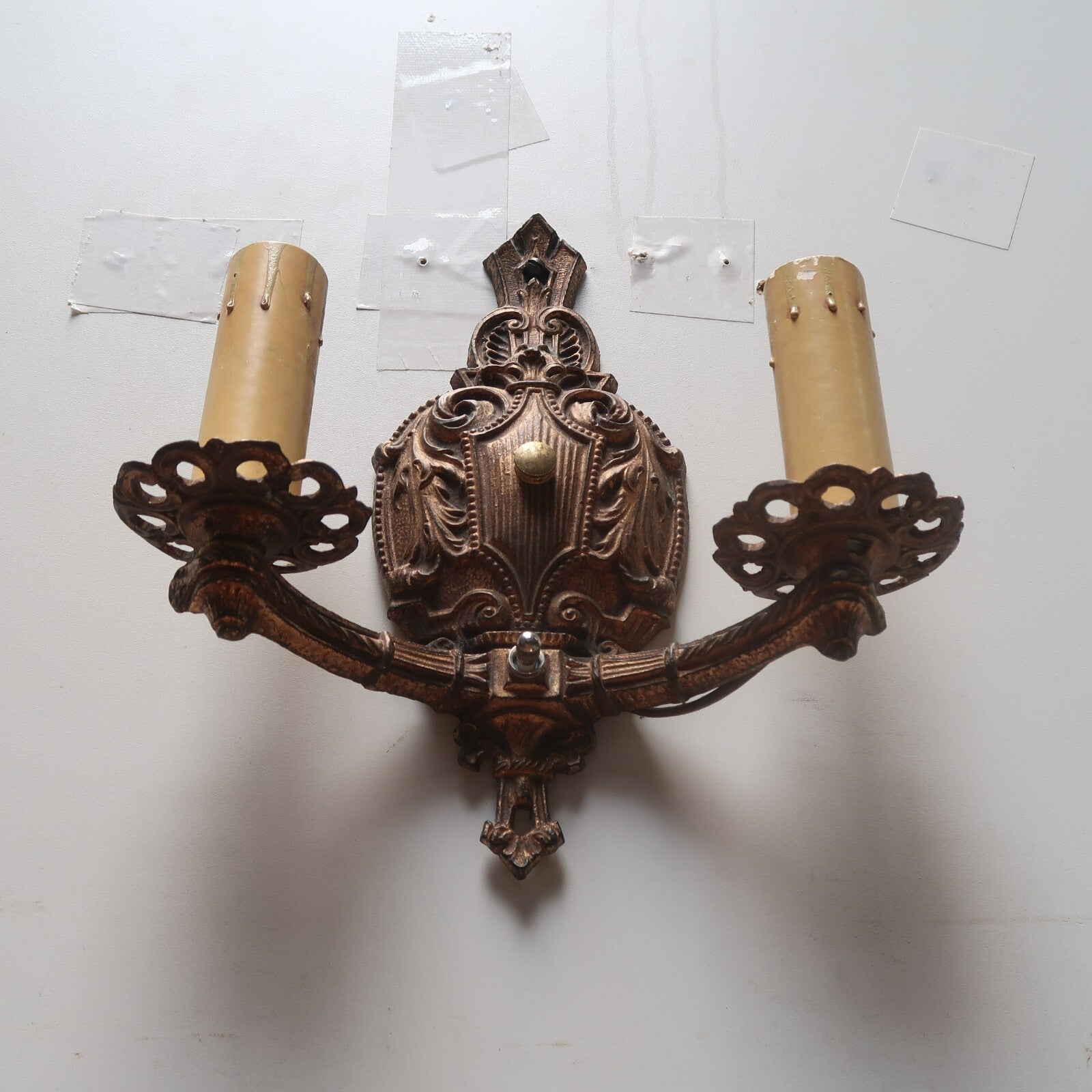 Brass Italian Style Candelabra Wall Sconce Light Fixture