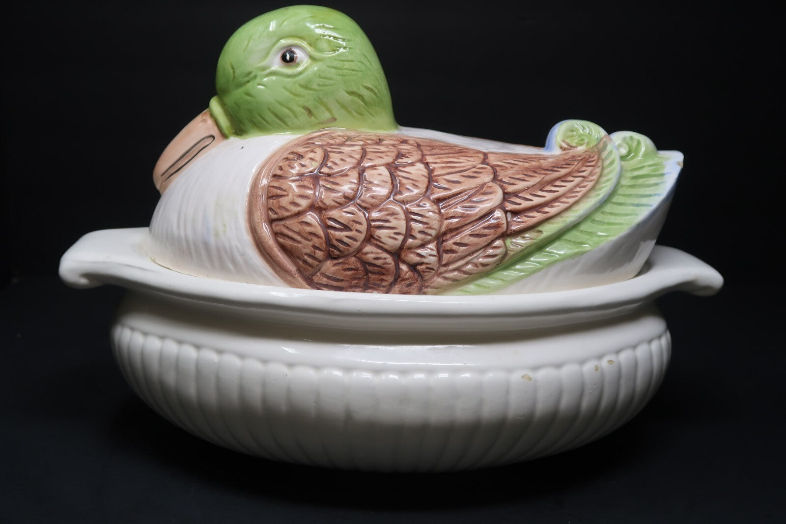 Mallard Duck Cookie Jar Canister Mallard Resting L 13" x W 8" x H 8.5"