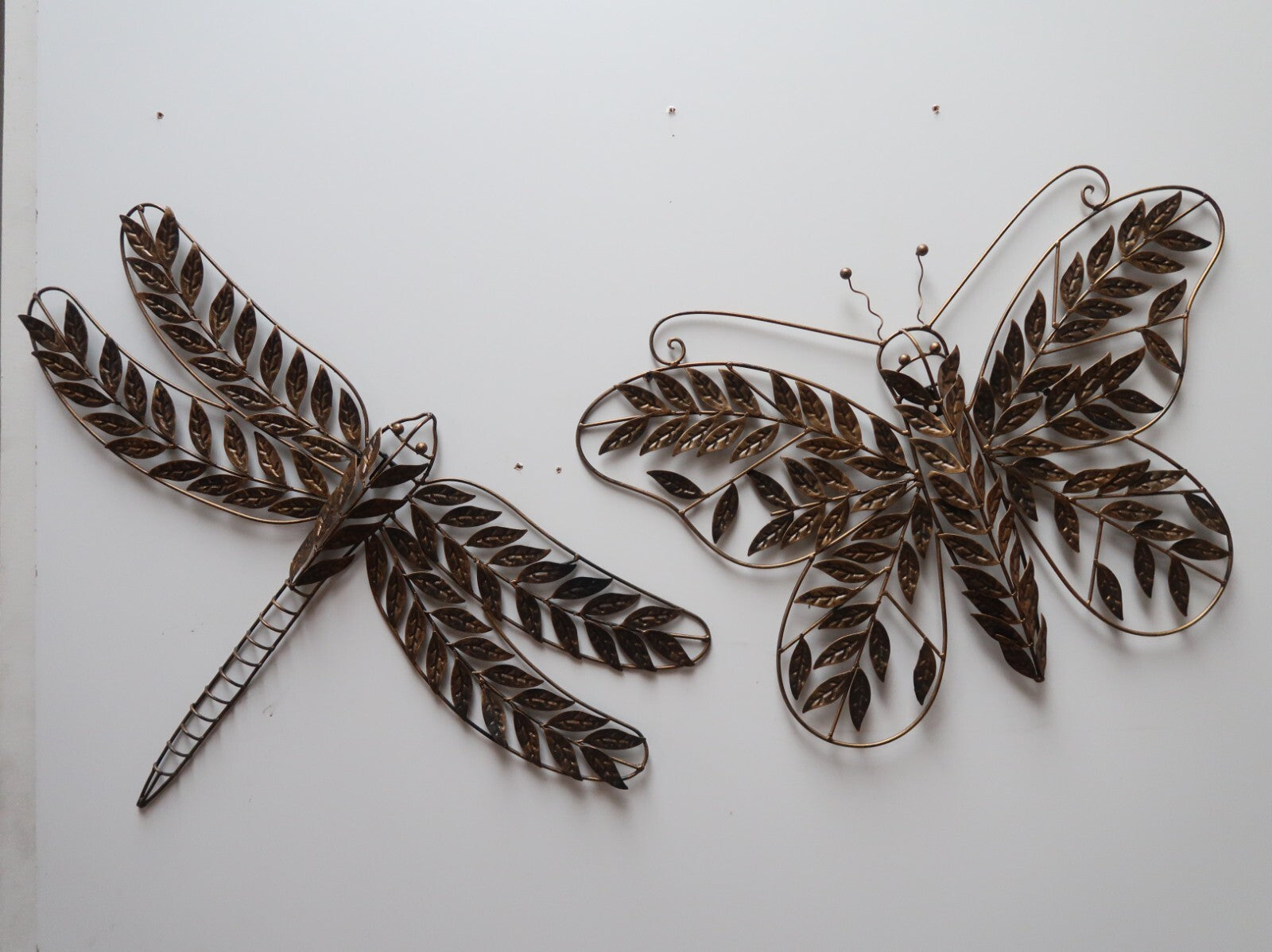 Set of 2 Metal Butterfly (W26" x H18") & Dragonfly (W29" x H19") Wall Art Decor
